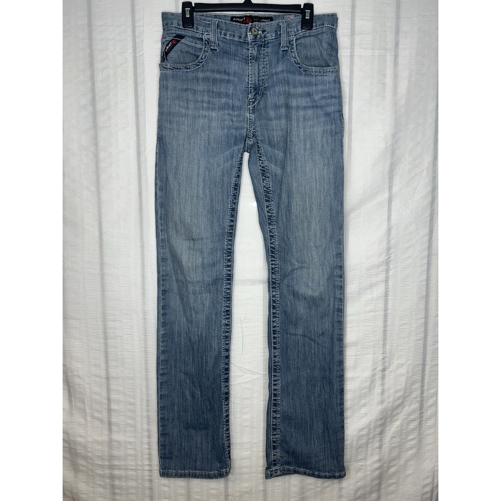 Ariat FR M5 Straight Fit Boot Cut Leg Denim Jeans Light Wash Men’s Size 30x34